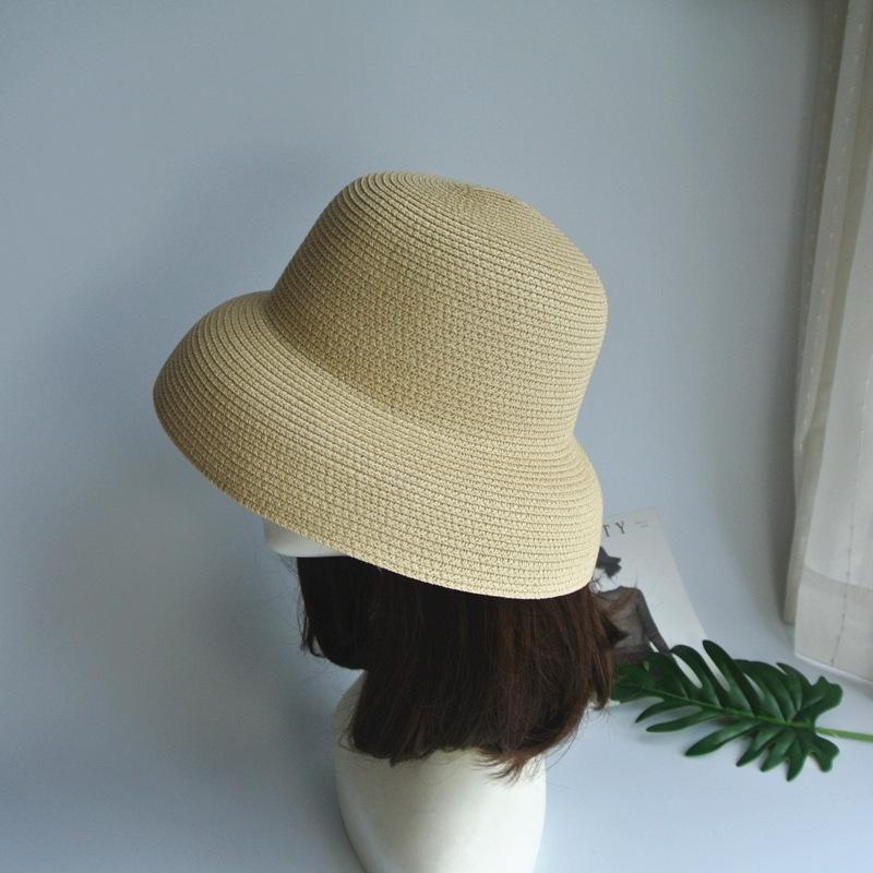 French Retro Elegant Hepburn Black Straw Hat Women'S Summer Sunshade Sun Protection Versatile Top Hat Bell Fisherman Basin Hat