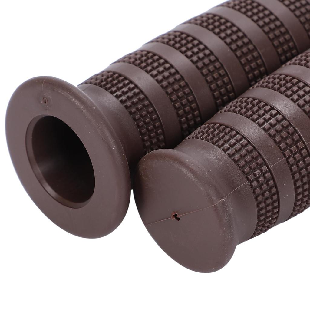 Nakira Motorcycle Grip, Barrel Type, Moped, Handle, 0.9 Inches (22.2 Mm), Left and Right Set, Rubber A Type (Dark Brown)