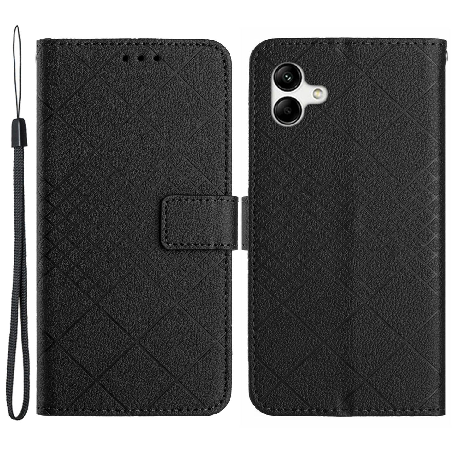 

HT06 For Samsung Galaxy A05 4G Case Wallet Leather Imprinted Phone Cover Black