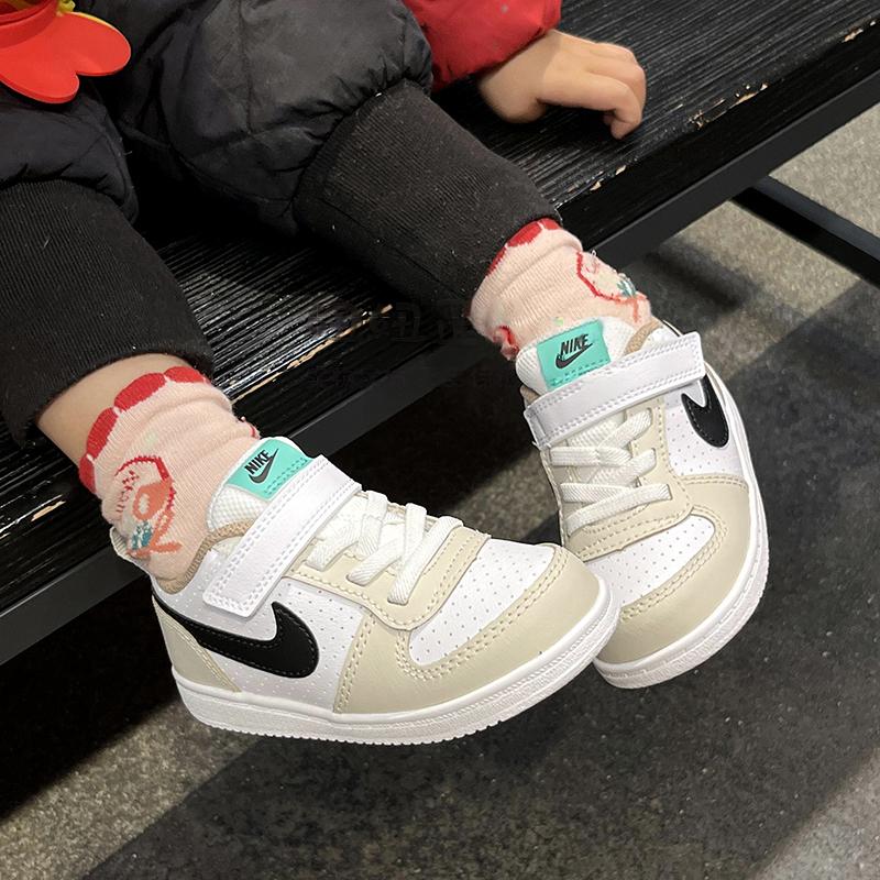 Nike Court Borough Comfortable Sports Durable Breathable Low-Top Sneakers Baby Sneakers Gray White DZ2788-101