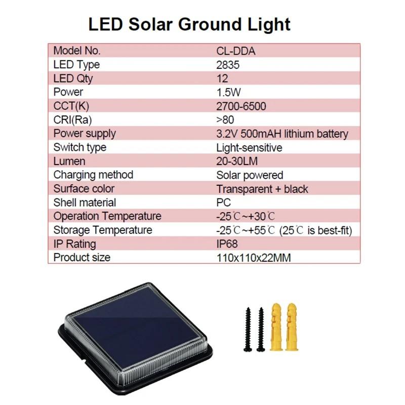 LED Solar Power Disk Light Outdoor Garden Solar Underground Light Deck Light Spotlight Buried Led Lamp Garden Decor