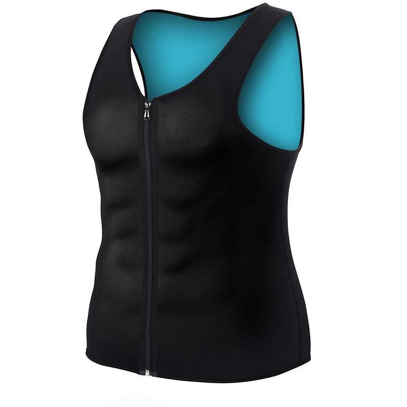 

Мужская майка на молнии для тела, сжигатель жира на животе, компрессионный жилет для сауны, неопреновый жилет для упражнений, фитнеса, похудания XXXL синий