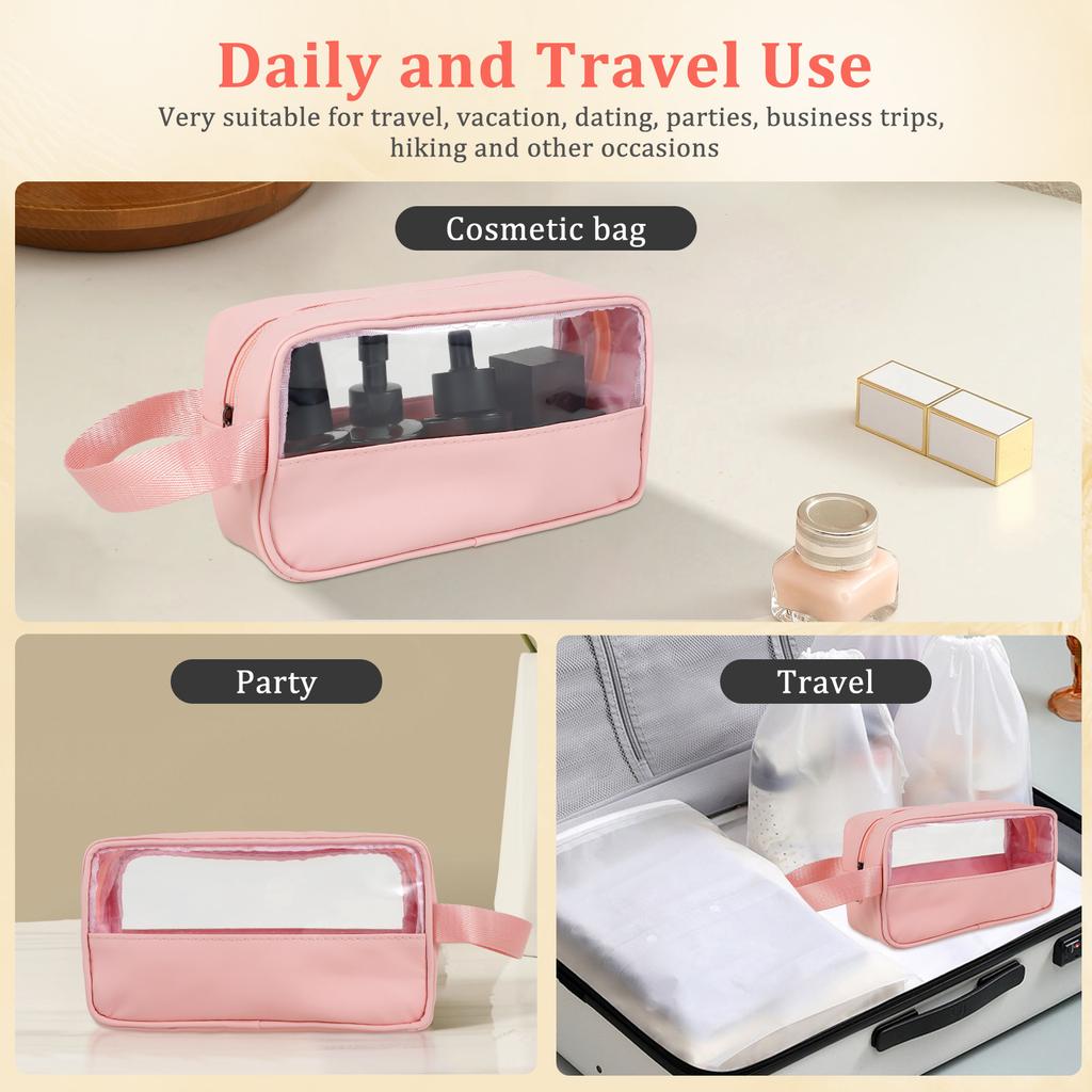 PVC Clear Makeup Bag Portable Travel Wash Bag Waterproof Large Capacity Cosmetic Bag Translucent Beauty Women Toiletries Case