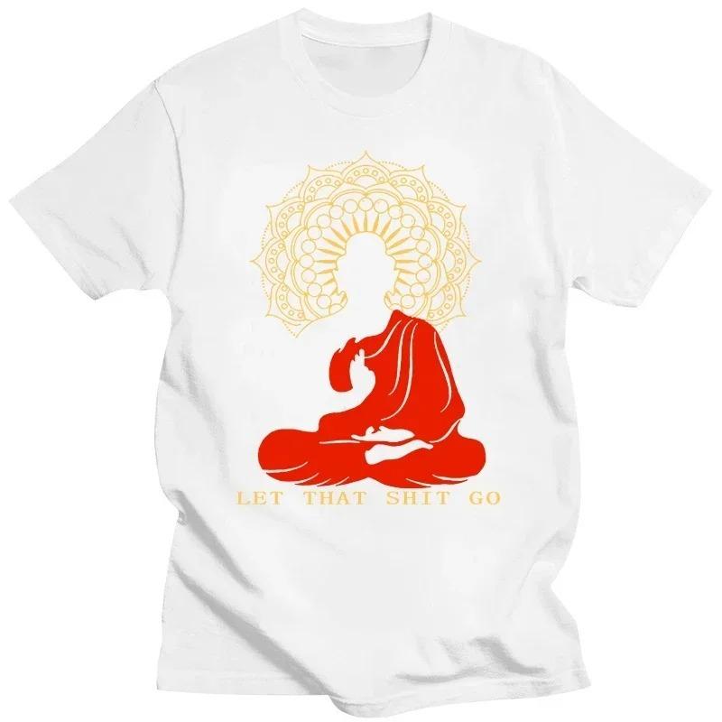 Cartoon Männer Lustiges T-Shirt Let That Shit Go Buddha Version Damen T-Shirt Männer O-Ausschnitt Kurzarm Baumwolle Bestseller Rundhals