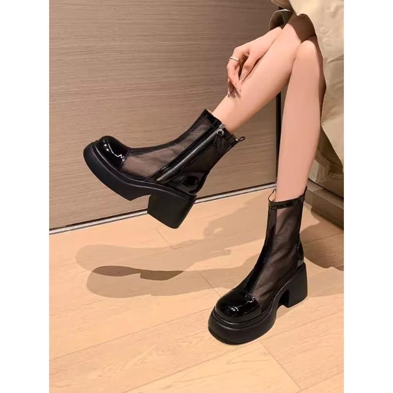 Thin Thick-soled Martin Boots Women's Mesh Muffin Cool Boots New Summer Hollow High-heeled Thick-heeled Short Boots