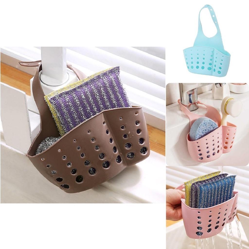Versatile Kitchen Sink Soap Sponge Holder With Adjustable Strap For Easy Organizing