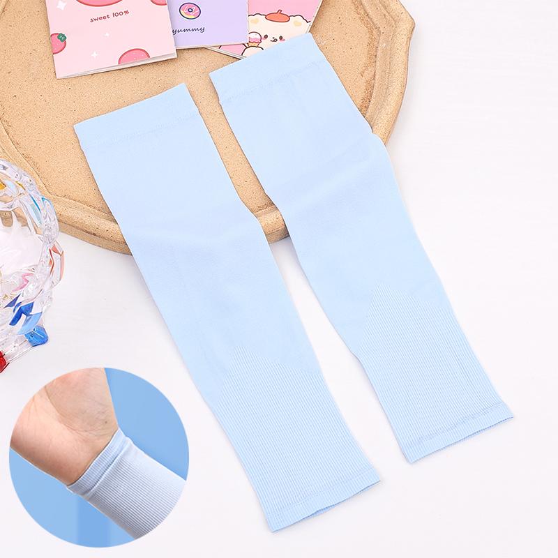 Sun Protection Arm Sleeves For Kids 4-12 Years Summer Sports Cooling Long Arm Cover Girls Boys Elastic Ice Cycling Beach Sleeve
