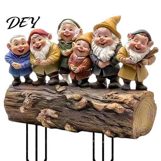 Metal Ground Stakes Six Dwarfs Garden Stake, 2D Acrylic Yard Art Fairy Tale Decoration for Holidays Decoration, Waterproof Outdoor Sign Lawn