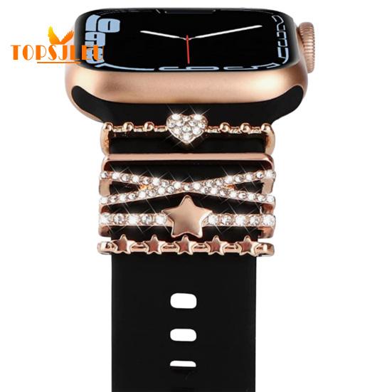 

Ремешок для часов, декоративное кольцо, креативные блестящие стразы, форма сердца и звезды, подвески на ремень на запястье B