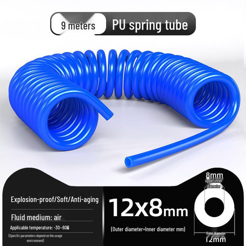 Retractable 8mm PU Spiral Air Hose with Quick Pneumatic Connector