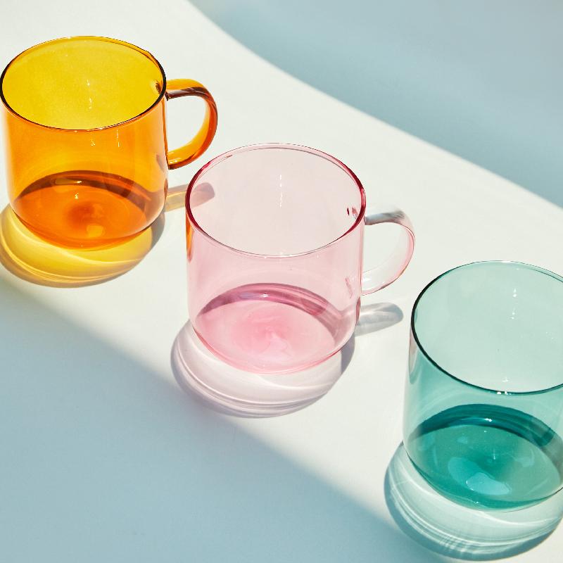 Hitzebeständiges Glas Bunte Kaffeegläser mit Henkel Haushalt Milch Frühstückstasse Nordisch Modern Becher Trinkgläser