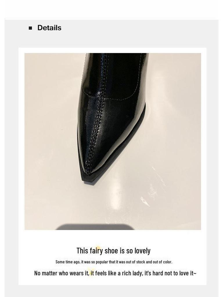 Ghete de damă cu toc înalt în stil franțuzesc - Colecția Toamnă/Iarnă 2024, Ghete Martin elegante de exterior cu toc gros