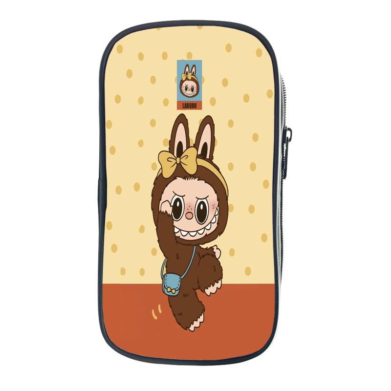 Labubu Cartoon Pen Bag The Monsters Printed Stationery Box Abubu Large Capacity Pencil Case Cute Anime Bags Student School Bag