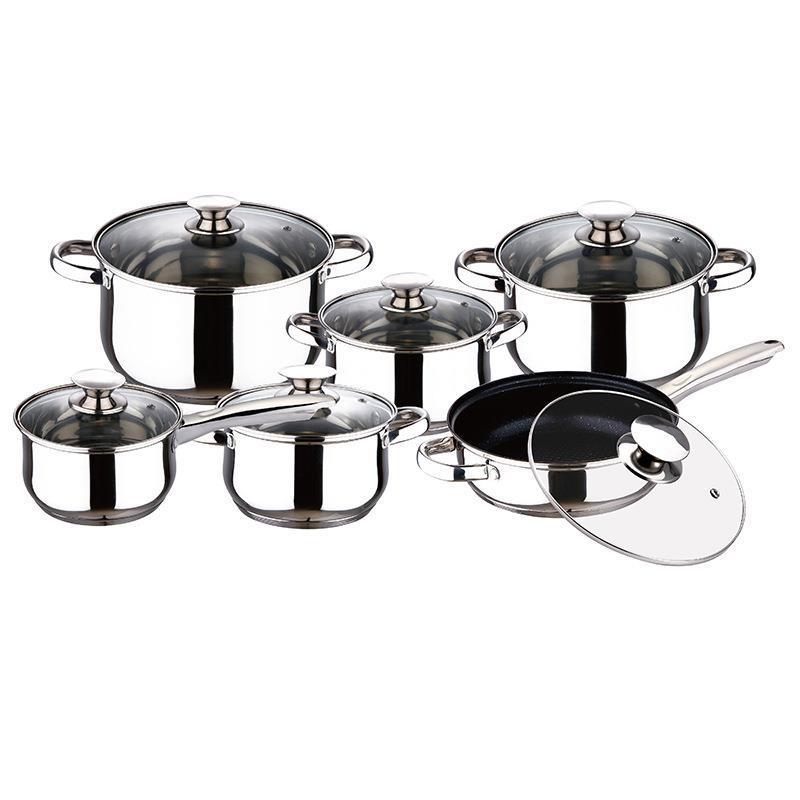 12pcs Stainless Steel Cooking Pot Set Gold Kitchenware with Capsule Bottom 12-piece Casserole Saucepan
