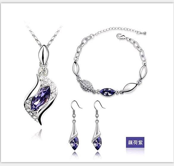 

LUXY MOON Женский кристаллический кулон из сплава, цепочка, ожерелье, серьги-гвоздики, комплект ювелирных изделий 12