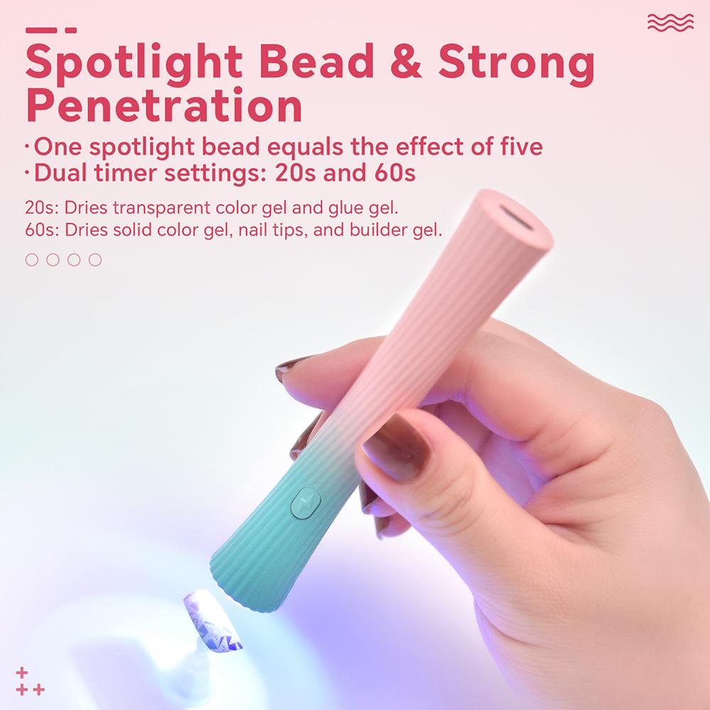 Mini Handheld UV Nail Lamp For Gel Polish Quick Dry Portable USB Nail Dryer Machine Pink To Green Gradient UV LED Nail Lamp