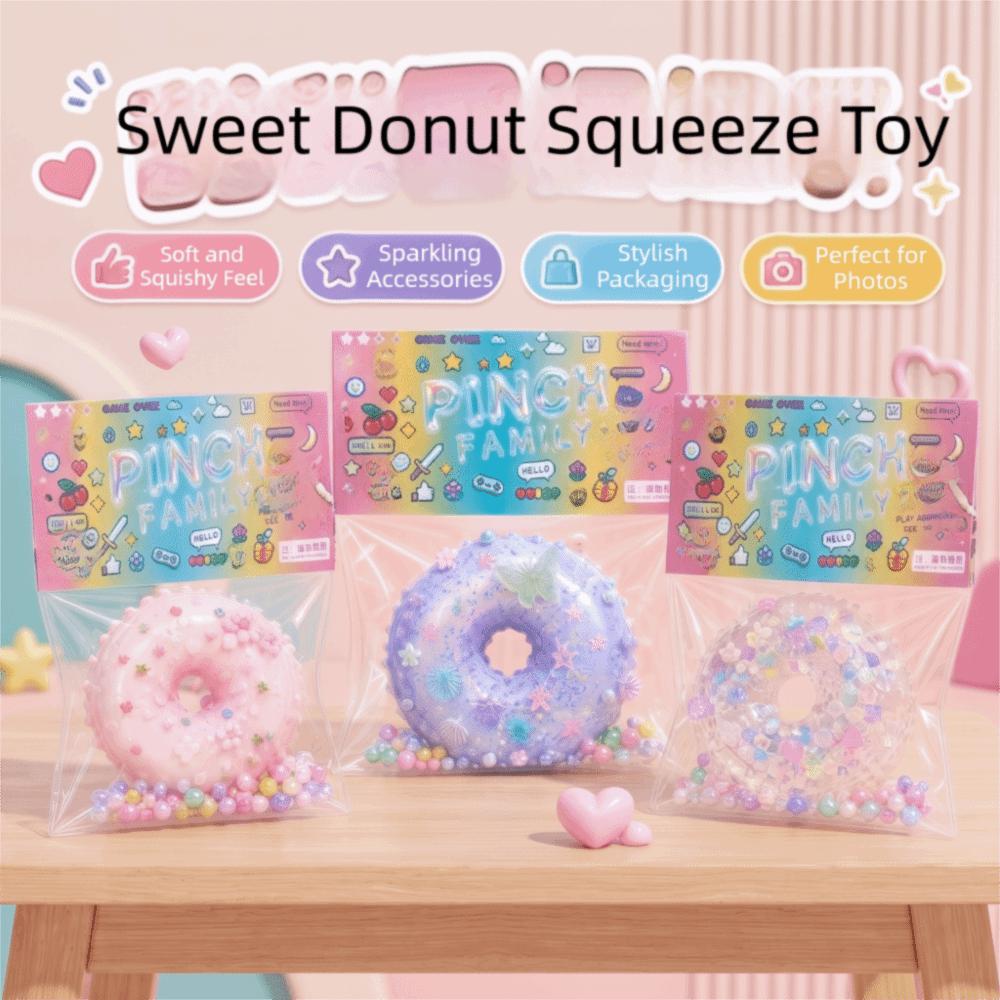 Slow Rebound Cake Squeeze Toys Soft Sticky Doughnut Squishy Toy Doughnut Fidget Toy Desktop