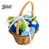 Souvenir for Teacher's Day Hand Knitted Wool Flower Basket, Decorative Mini Crocheted Floral with Home Accents Counter Ribbon, Plant Ornament