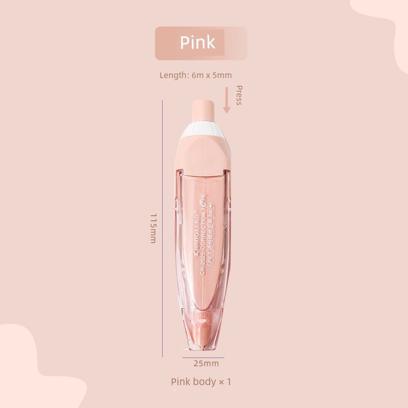 

Grade Three Class Two Morandi Color Push Correction Tape Correction Tape Large Capacity for Students Replaceable Core Correction Tape Pink body 1 set