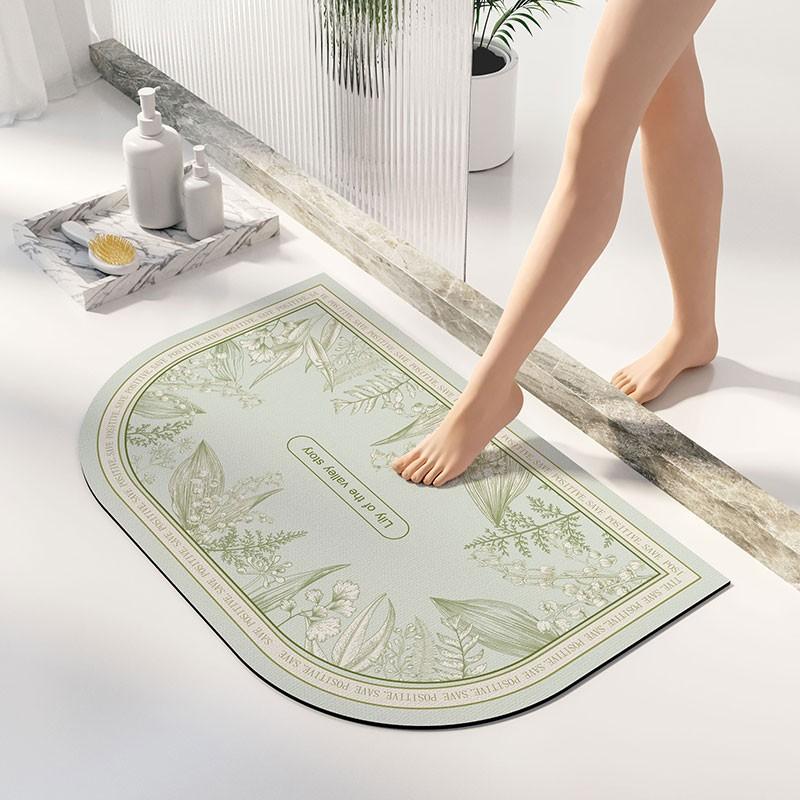 

Небольшие и свежие растения, впитывающий коврик для пола в ванной, туалет, мягкий диатомовый ил, противоскользящий коврик для ног, овальный 40 * 60cm