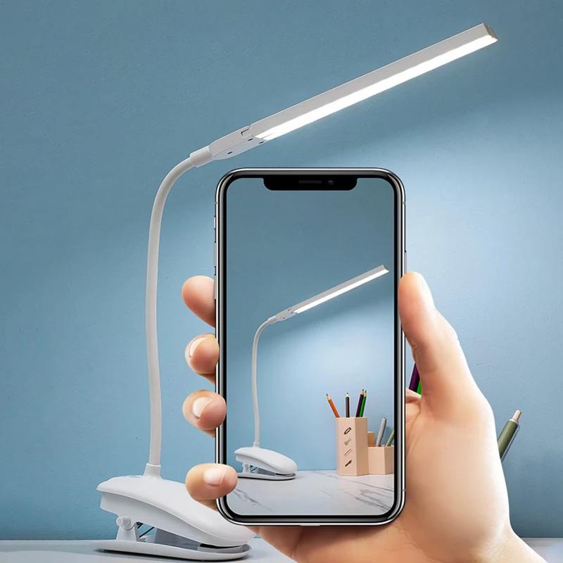 LED Reading Lamp Double-headed with Clip Touch  Dimmable Light Eye Protection for Bedroom Dormitory Study Office LEDTable Light