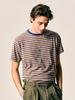 EDWARDMAX Color Block Stripe Cotton Short Sleeve T-Shirt (Brown)