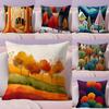 Tree Modern Art Cushion Cover Plush Fabric Soft DoubleSided Printed Sofa Warm Winter Home Gift Pillow Cover