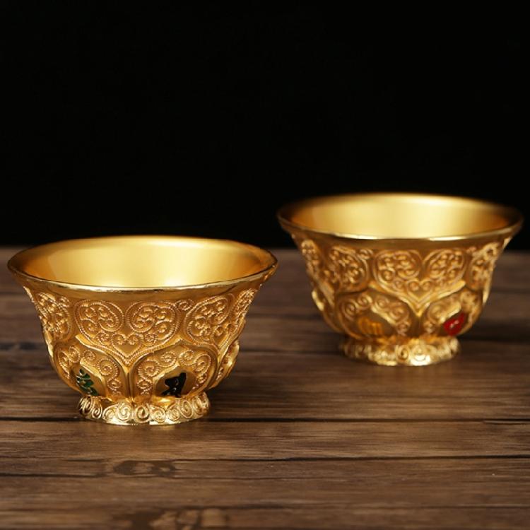 Holy Water Bowls Copper Brass Hand Carved Tibetan Buddhist Water Offering Bowls