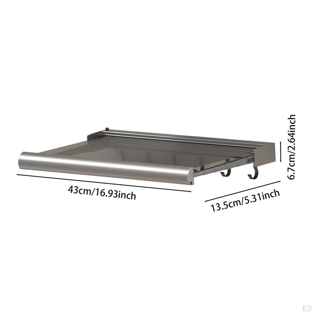 Mounted Drying Rack, Shower Shelves with Hooks, Bath Towel Rack for Home Bathroom,