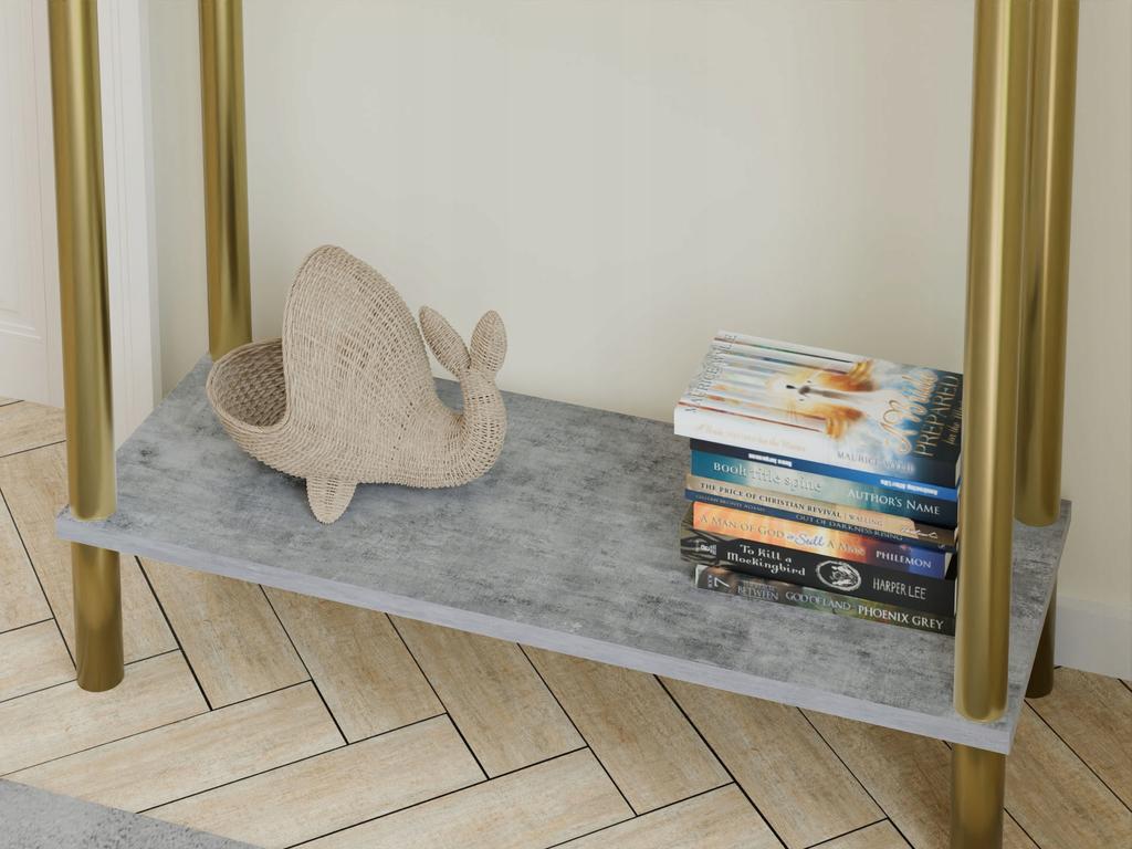 Konsola Nowoczesna Z Półką 80X30X80 Cm Metalowa Złota Do Przedpokoju