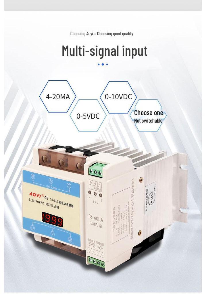 AOYI T3-LA Three-Phase SCR Power Regulator for 12KW/18KW Heating Temperature Control.
