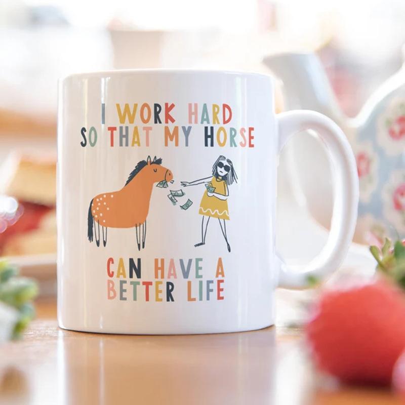 

I Work Hard Better Live Cats Dog Pet Ceramic Coffee Mark Mug Pet 301-400ml
