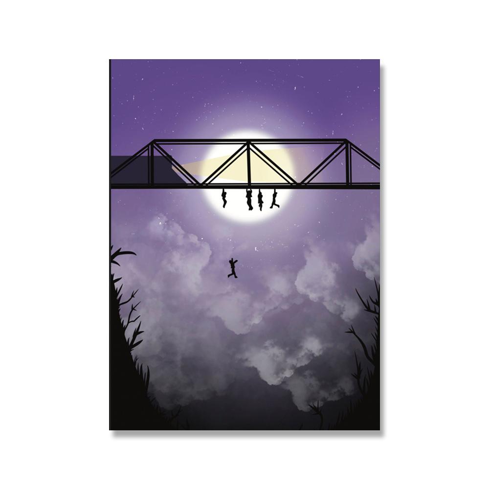 

Иллюстрация сцены из фильма «Пропащие ребята» на мосту, классический фильм, настенная живопись, ретро-постеры, принты, картины на холсте для домашнего декора 21x30cm No Framed