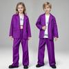 Kids Purple Blazer Suit Set Girls 2Pcs Oversized Blazer & Wide Leg Pants Streetwear Hip Hop Dance Performance Outfit for Stage Show Party