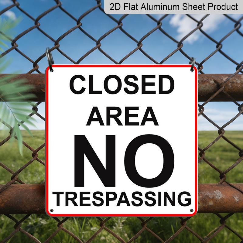 

2D Flat 1pc, Closed Area No Trespassing Sign - Bold Black & White Security Warning Plaque with Red Border, Theft Decoration for Farmhouse, Yard 20*20cm