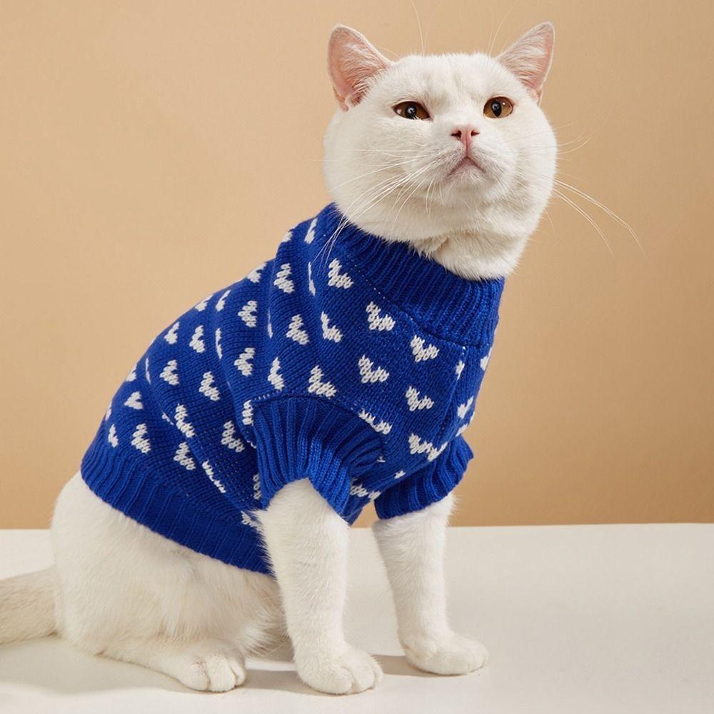 Cute Acrylic Fiber Heart Pattern Pet Sweater Warm Soft Dog Heart Sweater Comfortable Breathable Pet Sweater Everyday