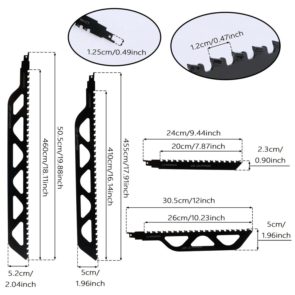 1/4Pcs  Reciprocating Saw Blade Set   Universal Cutting Recip Sabre Saw Blade Alloy Steel Brick Concrete Cutting Saw Blade