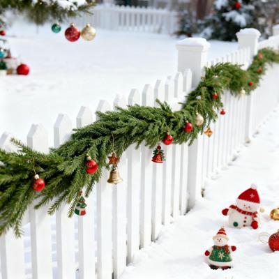 Guirlanda de Pinheiro de Norfolk Artificial 180/270CM Faux Rattan de Agulha de Pinheiro de Natal para Lareira, Varanda, Decoração Suspensa Interna/Externa