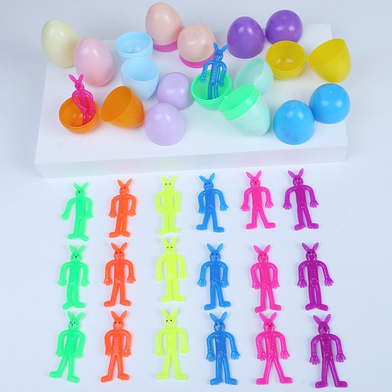 Œufs de Pâques torsadés colorés avec figurines de lapin Œufs surprises Jouets pour enfants Fête de chasse aux œufs de Pâques Cadeaux de fête Remplisseurs de panier
