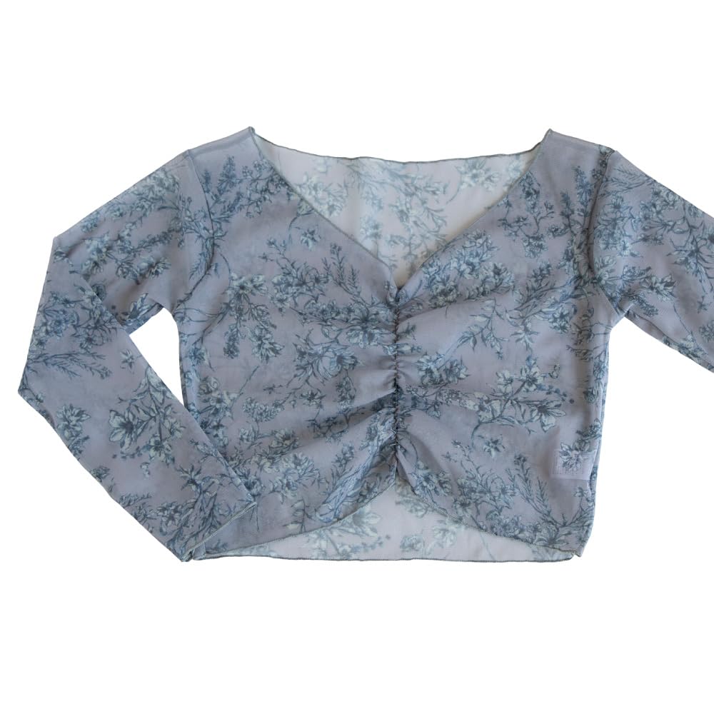 Ballet Sayori Mesh Sleeve Made in Floral Ballet Leotard Size L Top, 3/4 Warm-Up Bolero, Japan, Mesh, Top, Gray, Adult, [scc322]