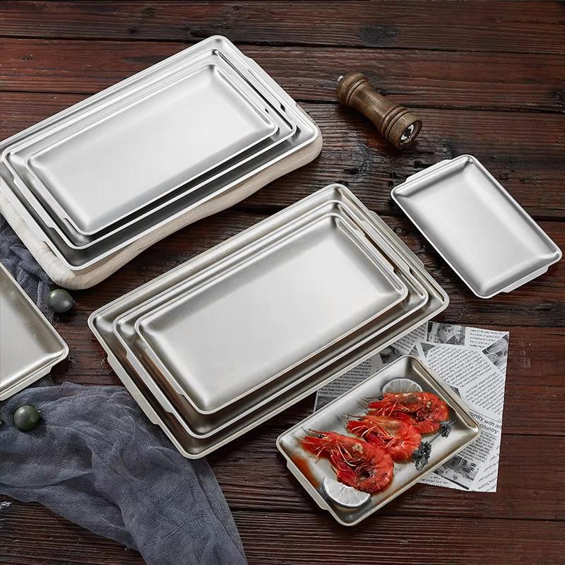 1PC Rectangular Dining Table Decoration Storage Tray New Stainless Steel Material Tray Outdoor Multiple Sizes Available
