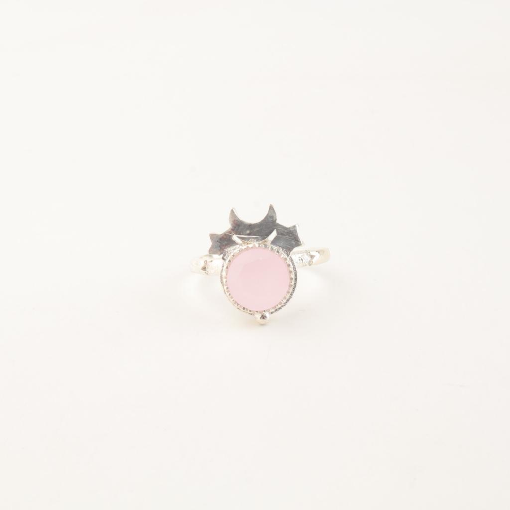Natural Rose Chalcedony Gemstone 925 Sterling Silver Jewelry Handmade Women Ring RR-67-15