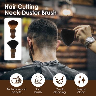 Hairdressing Soft Brush Neck Duster Professional Face Cleaning Hairbrush with Wooden Handle Hair Cut Brush Tools Accessories