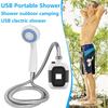 1 Pcs Rechargeable Outdoor Camp Shower Pump With Led Light 2200Mah Battery Portable Shower For Hiking Outside Activities