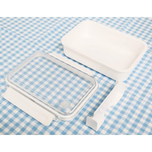 OSK Feel Easy Tight Box, Freezer-Safe Lunch Box with Dividers, White, 650ml, Made in Japan, Dishwasher and Microwave Safe, Two-Point Locking, with Gas