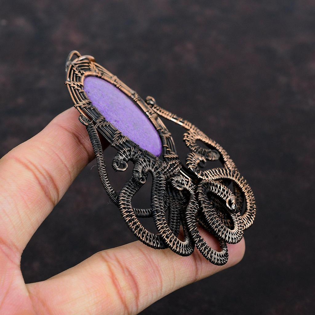 Purpurite Pendant Copper Wire Wrapped Pendant Handmade Copper Jewelry Octopus Pendant Wire Wrap Gemstone Jewelry Gift For Mom Unique Pendant