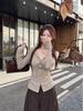 Retro Bow V-Neck Long-Sleeve Women's Slimming Top - 2025 Autumn Collection