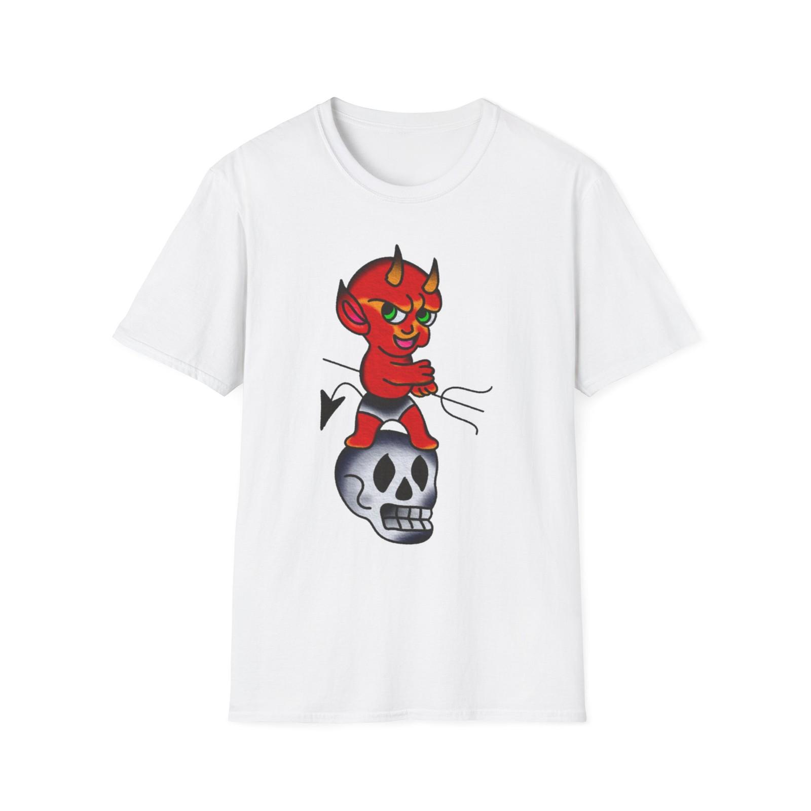 Traditional Tattoo Hot Stuff Devil Skull T-Shirt Vintage American S разноцветный