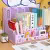 Desk File Organiser 4 Sections Sturdy Desktop Plastic Magazine File Holder Frames File Dividers Cabinet File Rack Display