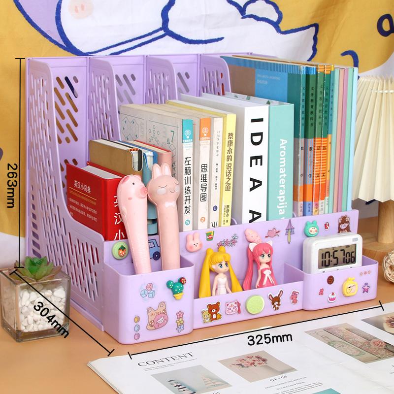 Desk File Organiser 4 Sections Sturdy Desktop Plastic Magazine File Holder Frames File Dividers Cabinet File Rack Display
